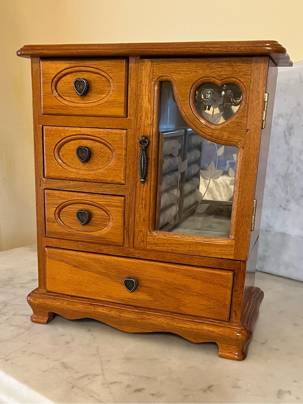 Charming Wooden Jewelry Armoire